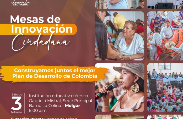 En Melgar se realizará nueva jornada de Mesas de Innovación Ciudadana